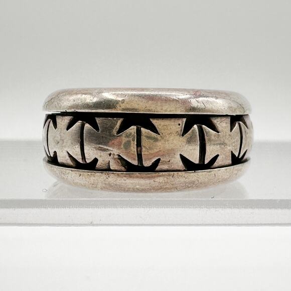 Cadillac Hammer Sterling Silver Ring 90s Grunge Biker Cross Spinner Size 11.75 - Picture 12 of 13